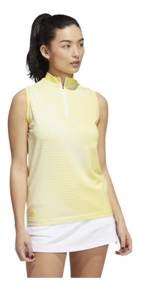 Adidas Primeknit polo sin mangas de mujer, amarillo