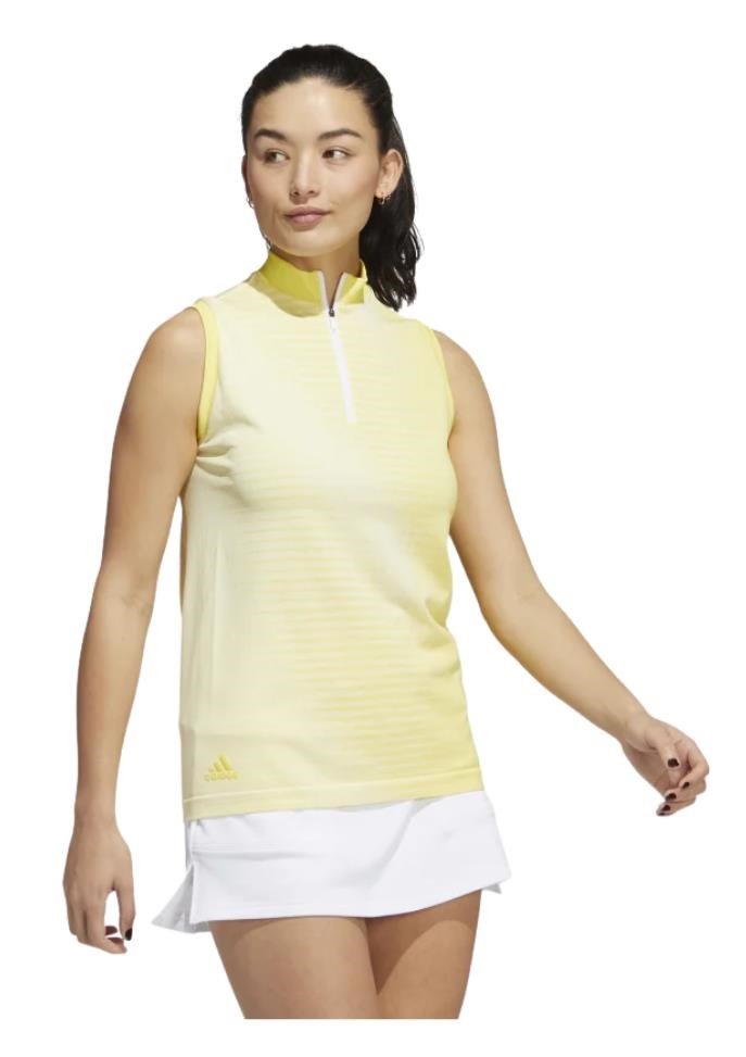 Adidas Primeknit polo sin mangas de mujer, amarillo