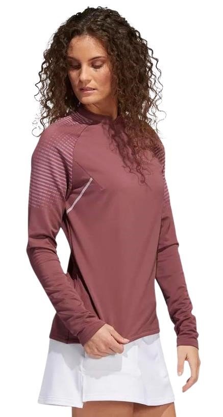 Adidas Cold Rdy Long Sleeve Mock sudadera de mujer, burgundy