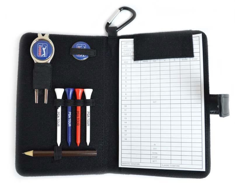 PGA Tour Real Leather Score Card and Accessory Wallet, negro