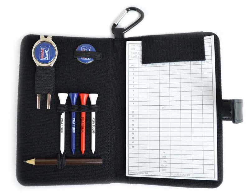 PGA Tour Real Leather Score Card and Accessory Wallet, negro