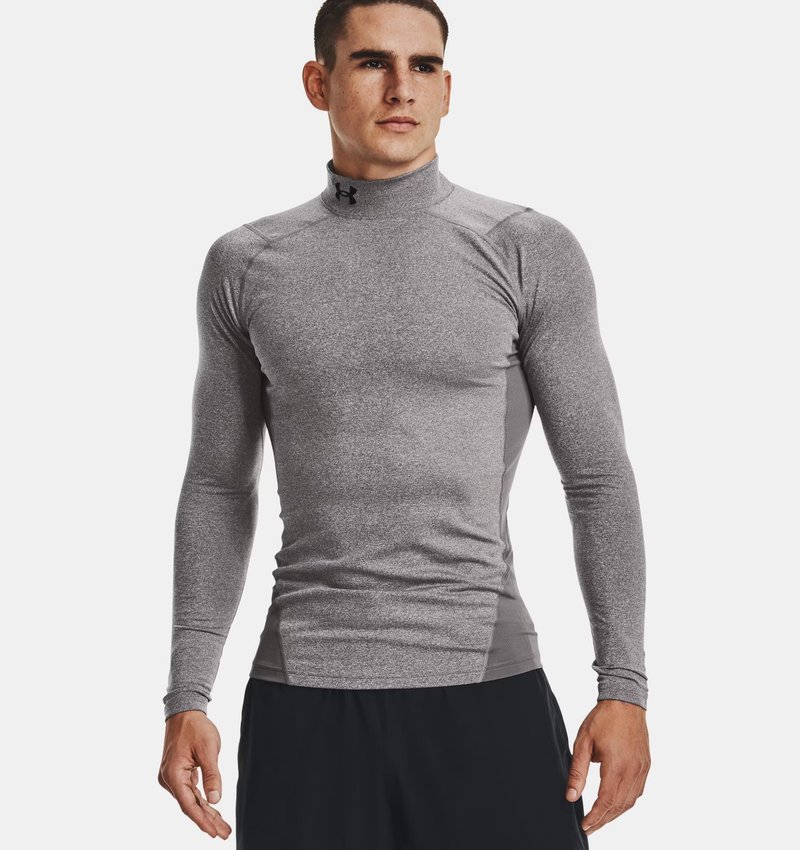 Under Armour ColdGear® Compression Mock top térmico de hombre, charcoal light heather/black
