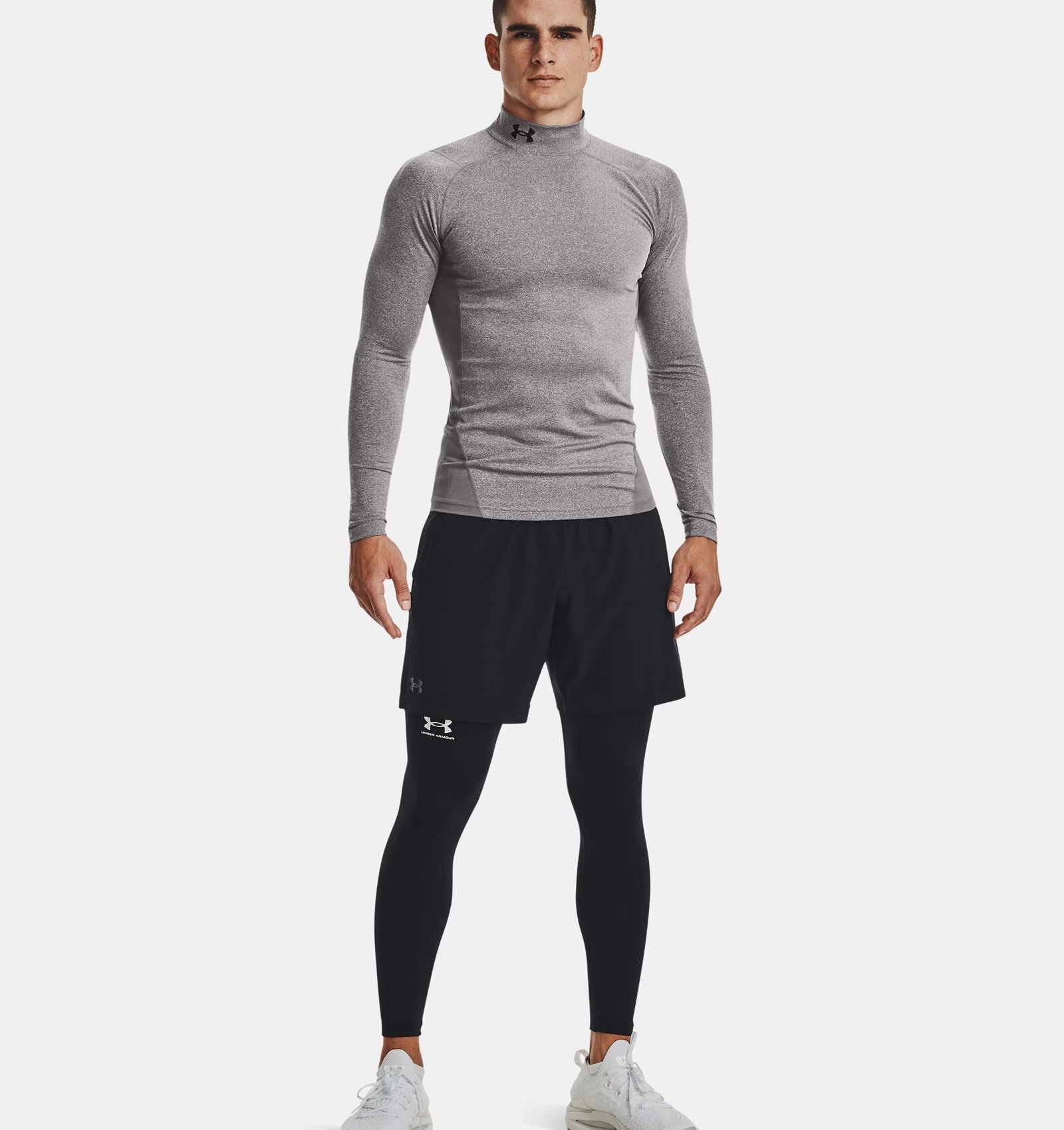Under Armour ColdGear® Compression Mock top térmico de hombre, charcoal light heather/black