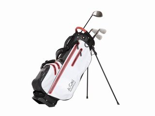 JuCad Waterproof 2in1 stand bag, negro/blanco/rojo