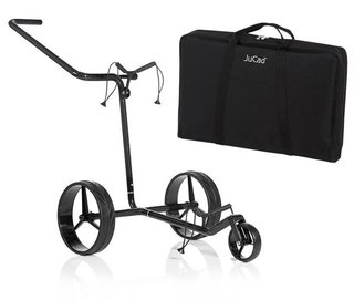 JuCad Carbon Shine carrito manual de 3 ruedas, negro brillante + bolsa de transporte JTT