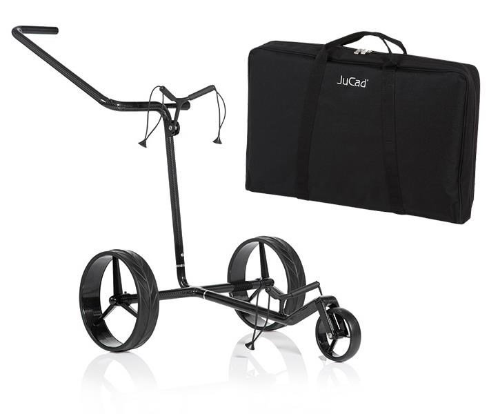 JuCad Carbon Shine carrito manual de 3 ruedas, negro brillante + bolsa de transporte JTT