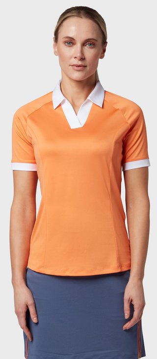 Callaway V-Placket Colorblock polo de mujer, nectarine