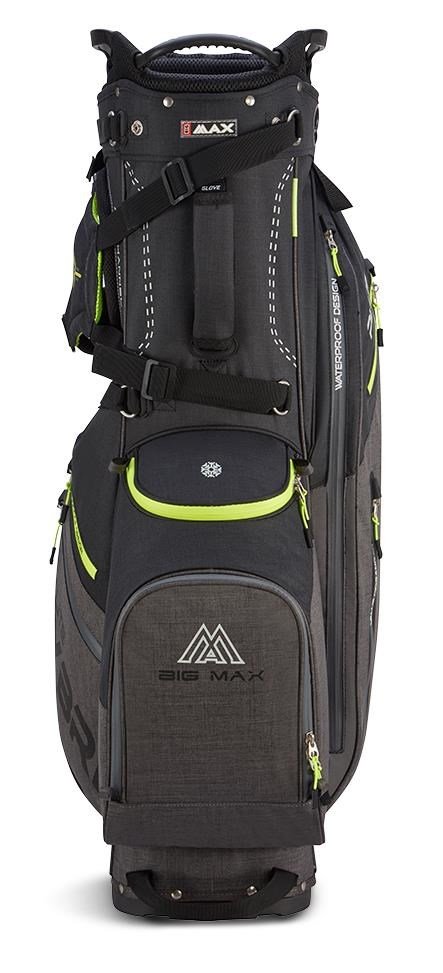 Big Max Dri Lite Hybrid Plus stand bag, negro/gris tormenta/lima