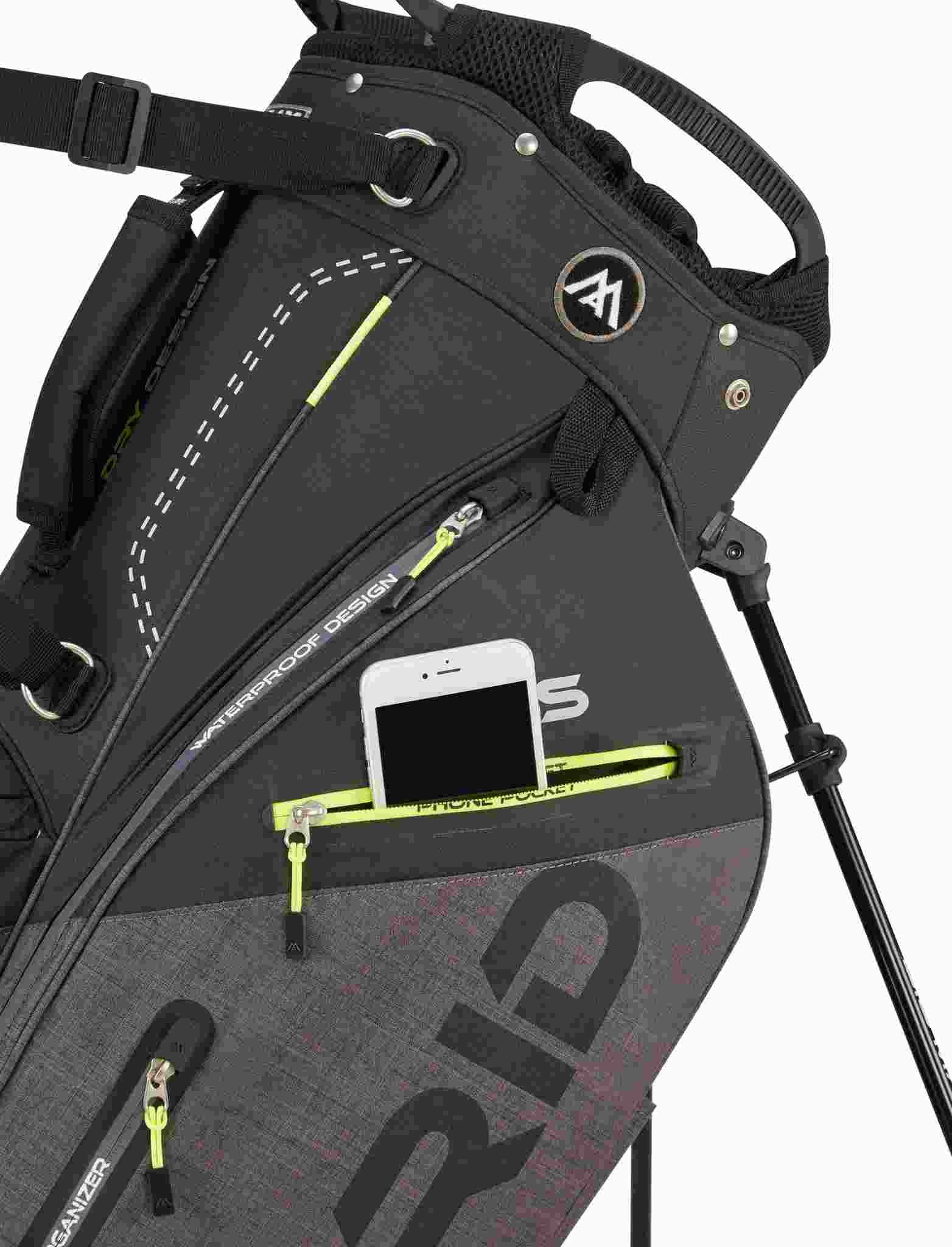 Big Max Dri Lite Hybrid Plus stand bag, negro/gris tormenta/lima