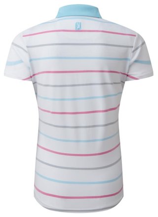 FootJoy Birdseye Stripe Smooth Jacquard polo de mujer, blanco/azul