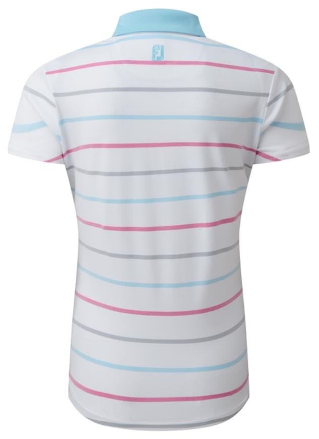 FootJoy Birdseye Stripe Smooth Jacquard polo de mujer, blanco/azul