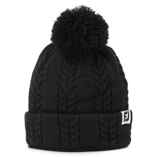 FootJoy Women's Cable Knit Bobble gorro de invierno para mujer, negro