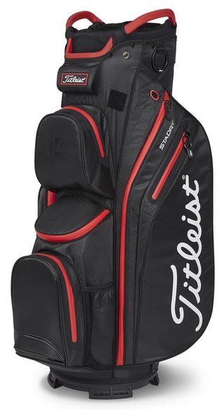 Titleist 14 StaDry cart bag, negro/negro/rojo
