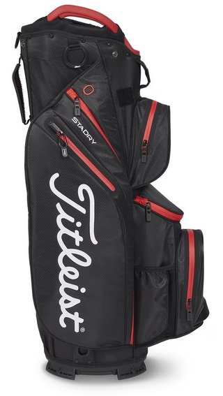 Titleist 14 StaDry cart bag, negro/negro/rojo