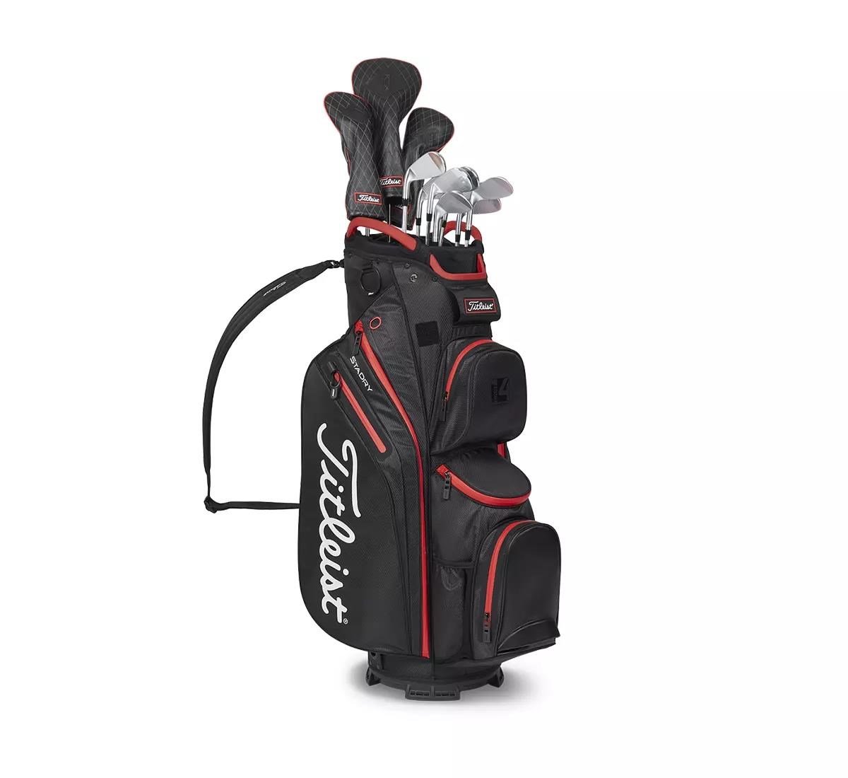 Titleist 14 StaDry cart bag, negro/negro/rojo