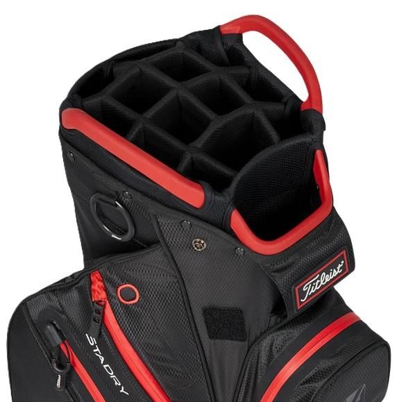 Titleist 14 StaDry cart bag, negro/negro/rojo