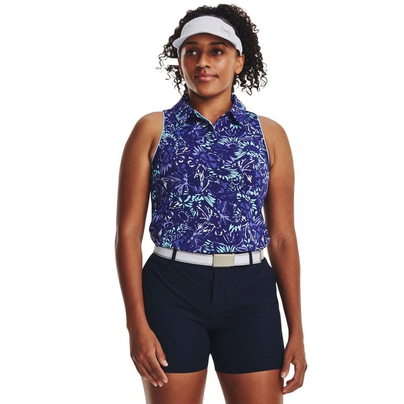 Under Armour Iso-Chill Sleeveless polo de mujer, azul sonar