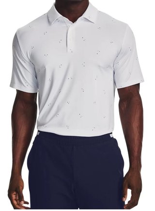 Under Armour Playoff 3.0 Printed polo de hombre, blanco/azul estático