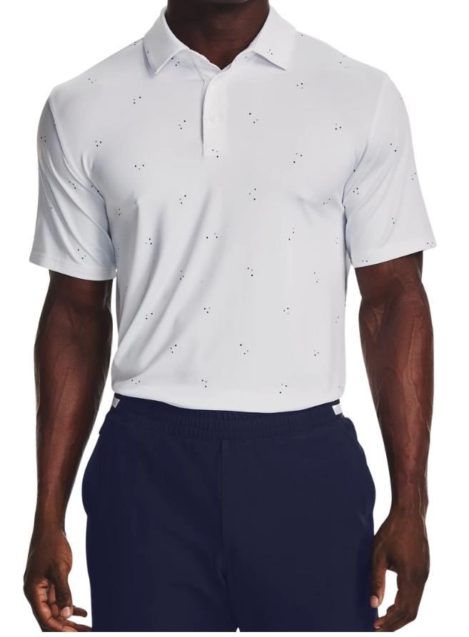 Under Armour Playoff 3.0 Printed polo de hombre, blanco/azul estático