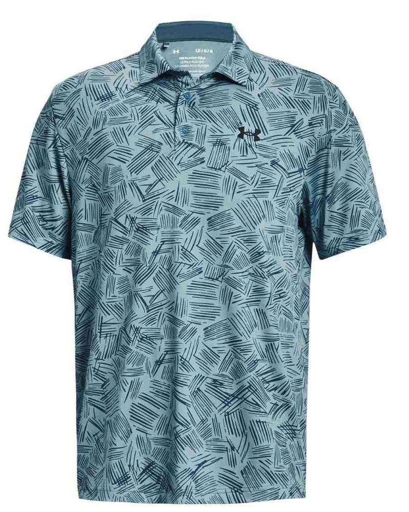 Under Armour Playoff 3.0 Printed polo de hombre, still water/static blue