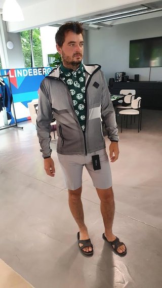 J.Lindeberg Jacquard sudadera con capucha de hombre, navy