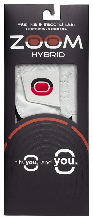 Zoom Zoom Hybrid guante de golf para hombre, blanco/negro/rojo