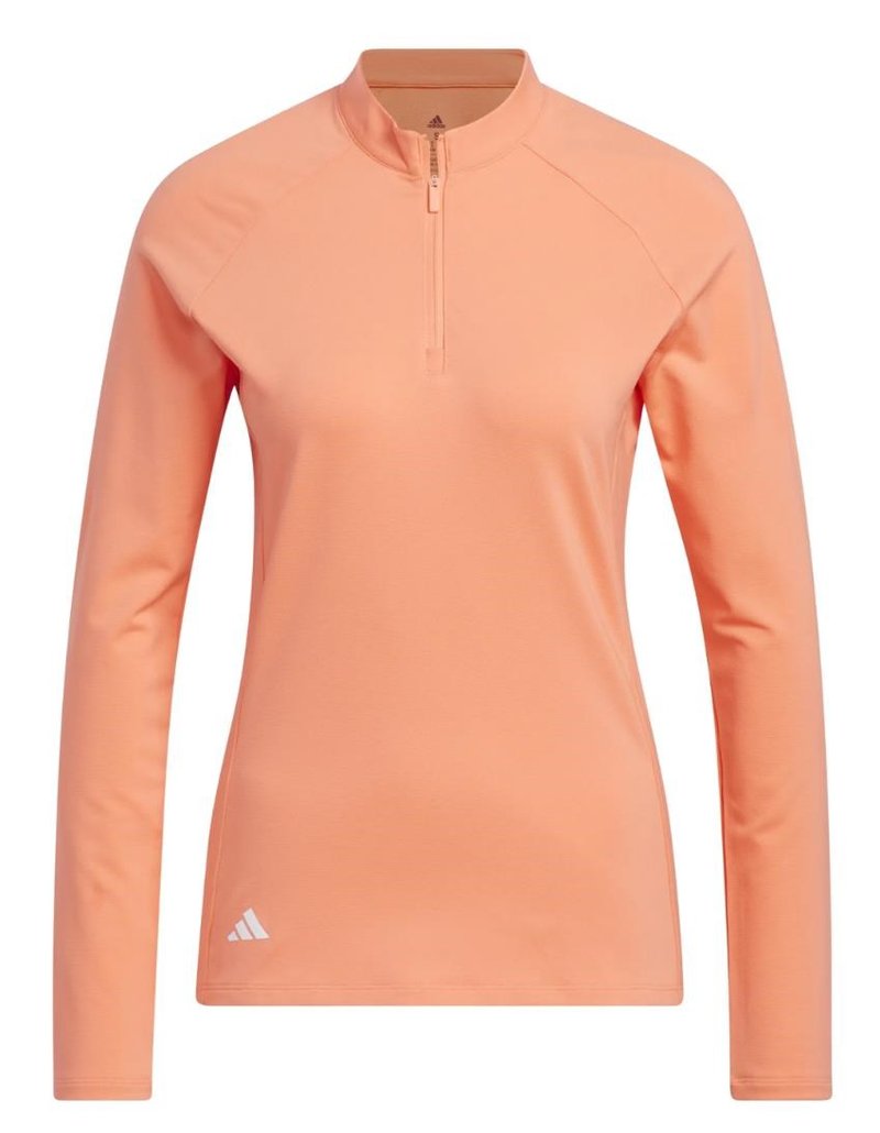 Adidas Solid Quarter Zip de manga larga sudadera de mujer, coral fusion