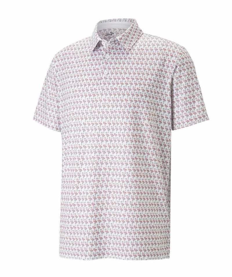 Puma Mattr Flamingo polo de hombre, bright white/flamingo pink