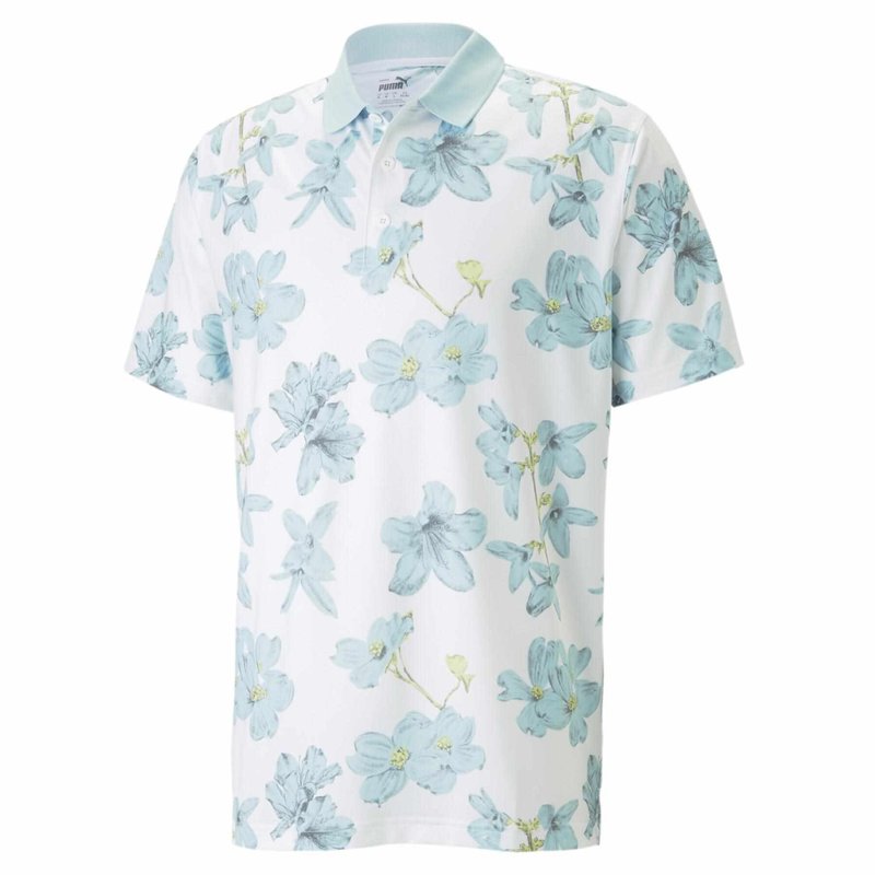 Puma Mattr Verdant polo de hombre, bright white/tropical aqua