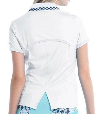 Lucky in Love Geo Mod Notch polo de mujer, blanco