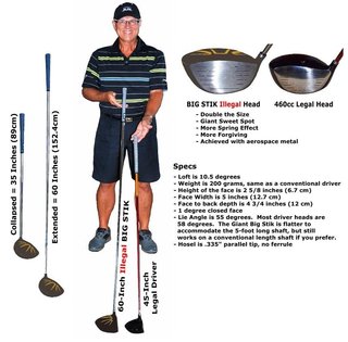 Divnick Golf Big Stik Adjustable driver telescópico, 10.5°, cabeza extragrande