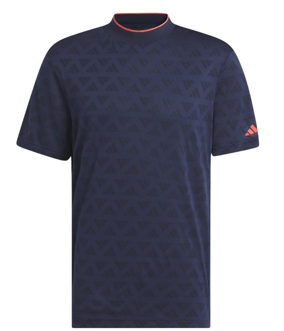 Adidas Adi Jacquard Mock polo de hombre, negro/azul marino