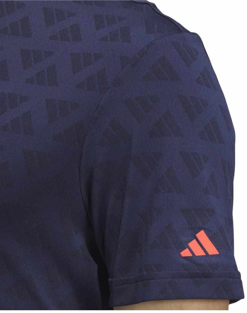 Adidas Adi Jacquard Mock polo de hombre, negro/azul marino