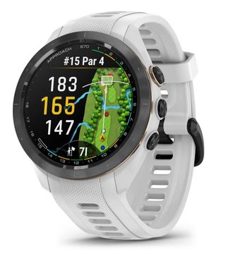 Garmin Approach S70 42 mm GPS Watch, ceramic lunette negro/correa silicona blanca