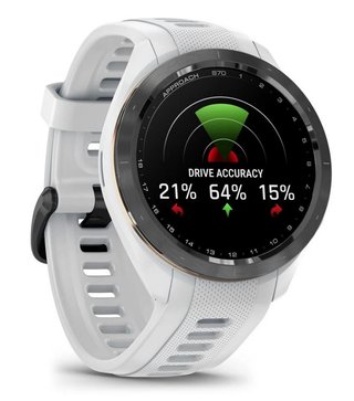 Garmin Approach S70 42 mm GPS Watch, ceramic lunette negro/correa silicona blanca
