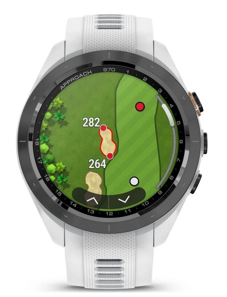 Garmin Approach S70 42 mm GPS Watch, ceramic lunette negro/correa silicona blanca