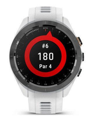 Garmin Approach S70 42 mm GPS Watch, ceramic lunette negro/correa silicona blanca