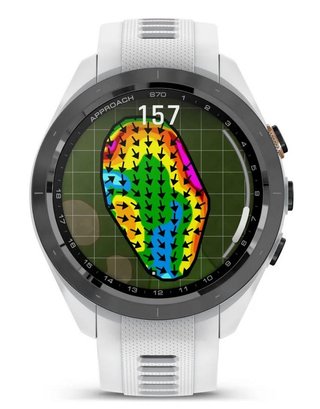 Garmin Approach S70 42 mm GPS Watch, ceramic lunette negro/correa silicona blanca
