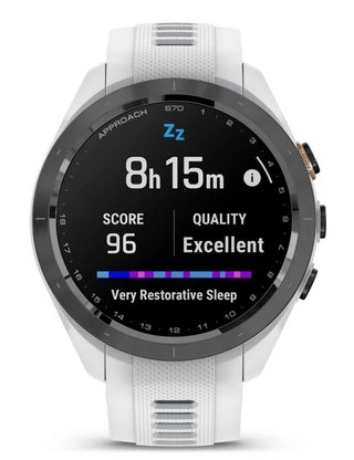 Garmin Approach S70 42 mm GPS Watch, ceramic lunette negro/correa silicona blanca