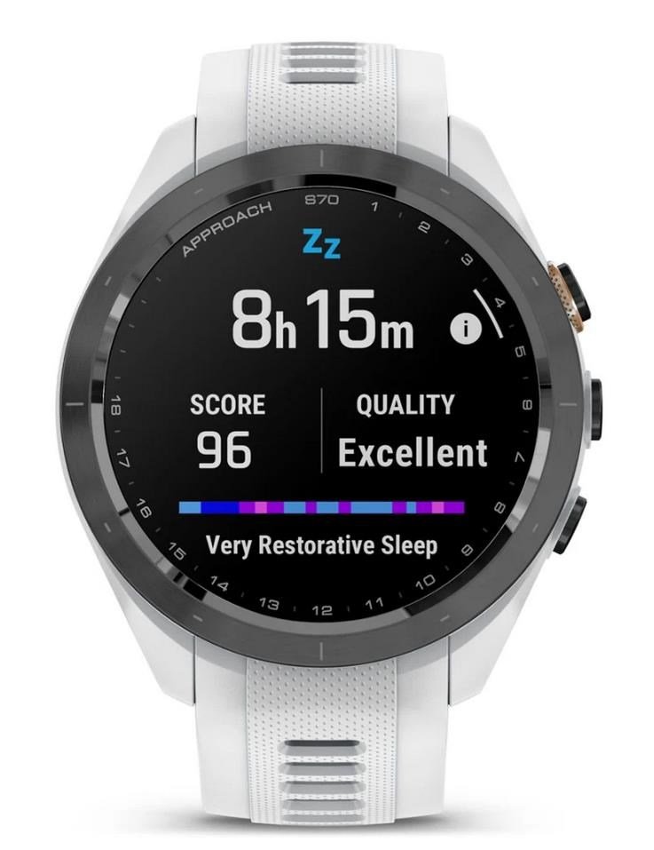Garmin Approach S70 42 mm GPS Watch, ceramic lunette negro/correa silicona blanca