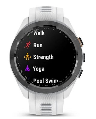 Garmin Approach S70 42 mm GPS Watch, ceramic lunette negro/correa silicona blanca