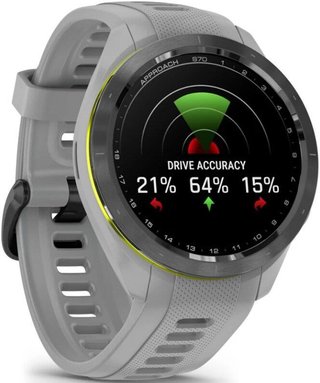Garmin Approach S70 42 mm GPS Watch, ceramic lunette negro/correa silicona gris polvo