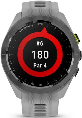 Garmin Approach S70 42 mm GPS Watch, ceramic lunette negro/correa silicona gris polvo