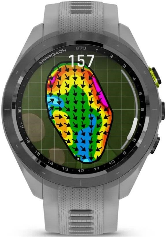 Garmin Approach S70 42 mm GPS Watch, ceramic lunette negro/correa silicona gris polvo
