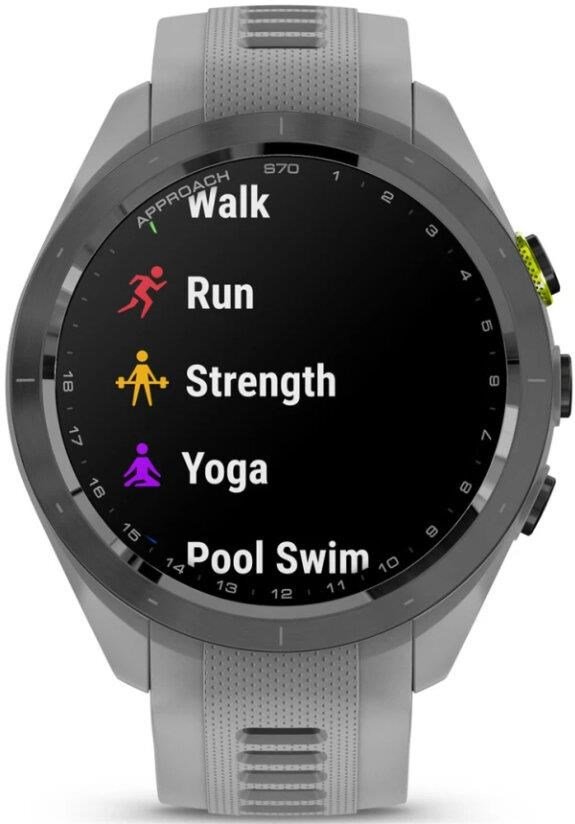 Garmin Approach S70 42 mm GPS Watch, ceramic lunette negro/correa silicona gris polvo