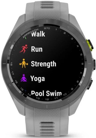 Garmin Approach S70 42 mm GPS Watch, ceramic lunette negro/correa silicona gris polvo