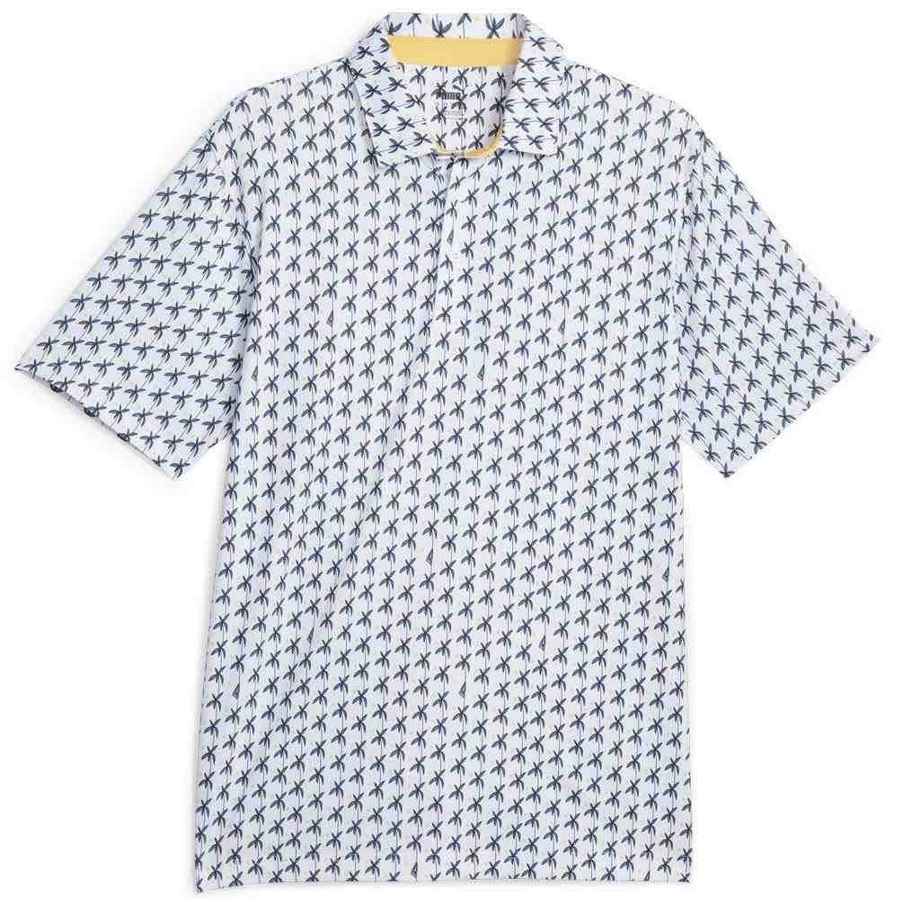 Puma Mattr Palms polo de golf para hombre, white glow/navy blazer