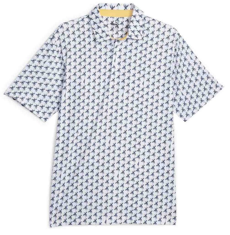 Puma Mattr Palms polo de golf para hombre, white glow/navy blazer
