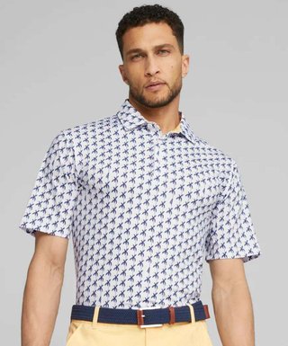 Puma Mattr Palms polo de golf para hombre, white glow/navy blazer