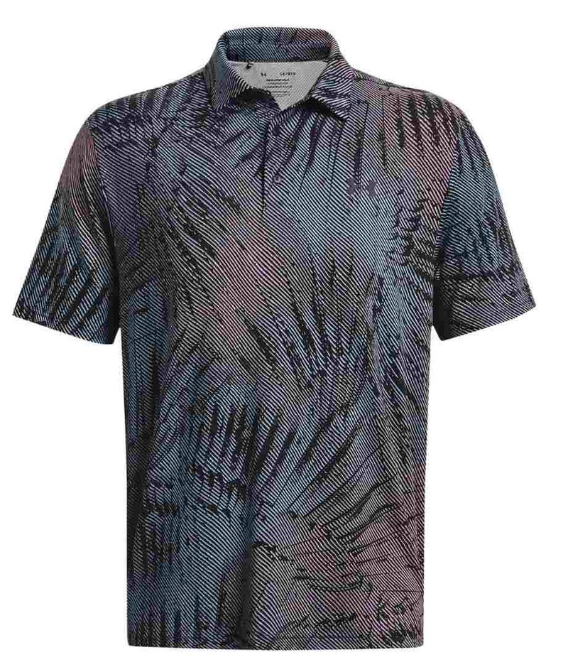 Under Armour Playoff 3.0 Printed polo de hombre, negro/rosa fizz